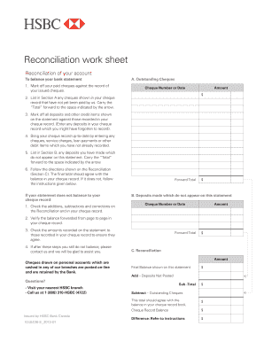 Bank Account Reconciliation Form