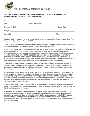 DECLARACIÓN SOBRE LA PROTECCIÓN DE DATOS EN EL SISTEMA FÉNIX