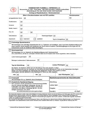 Antrag auf Spielerlaubnis / Vereinswechsel