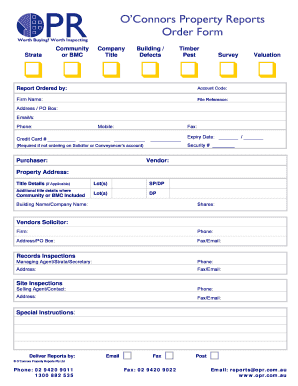 OConnors Property Report Order Form