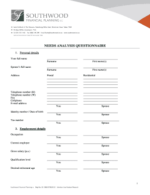 Needs Analysis Questionnaire