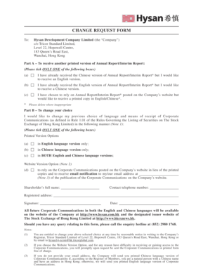 Hysan Development Company Change Request Form