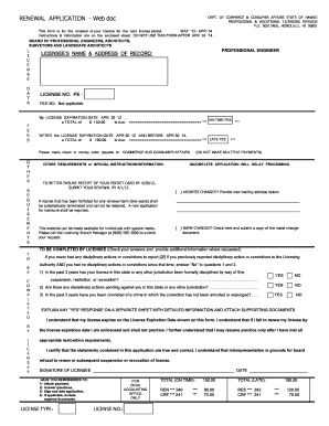 Hawaii Professional Engineer License Renewal Form