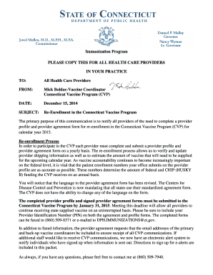 Connecticut Vaccine Program Re-Enrollment Form