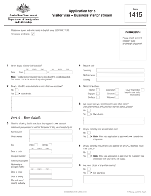 Australia Business Visitor Visa Application Form 1415