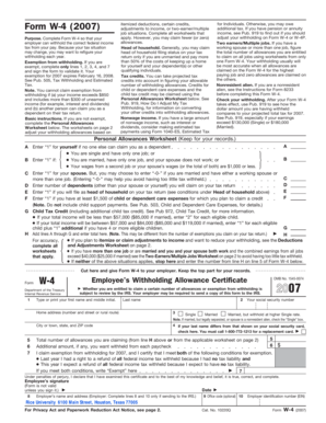 Form W-4 (2007) Employee's Withholding Allowance Certificate