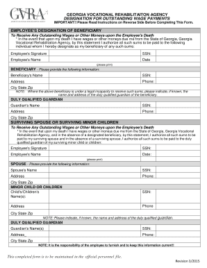 Georgia Employee Designation for Outstanding Wages
