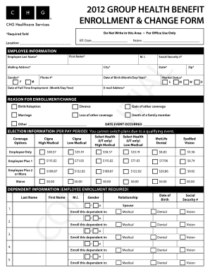 2012 Group Health Benefit Enrollment Form