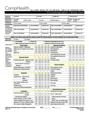 Polysomnographer Clinical Skills Checklist