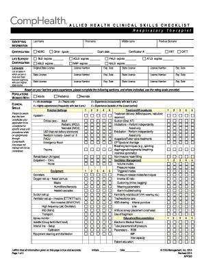 Allied Health Clinical Skills Checklist
