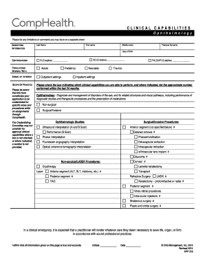 Ophthalmology Clinical Capabilities Form