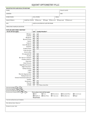 Optometry Patient Registration and Health History Form