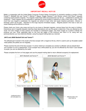Mattel Recall Notice for Magnetic Toys