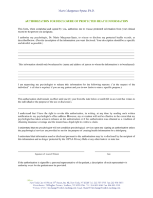 Authorization for Disclosure of Protected Health Information