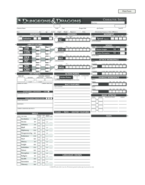 Dungeons & Dragons Character Sheet