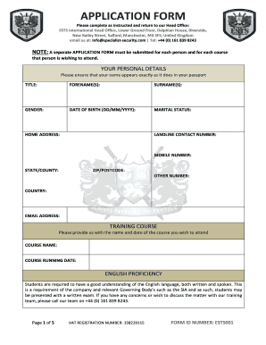 ESTS International Training Course Application Form