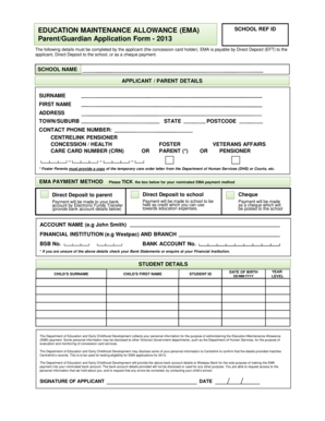 Education Maintenance Allowance Application Form