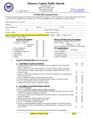 TB Risk Self-Assessment Form
