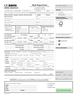 Work Request Form for Repro Graphics
