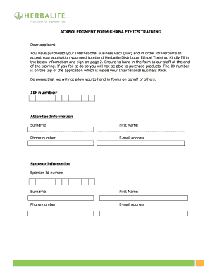 Acknowledgment Form Ghana Ethics Training