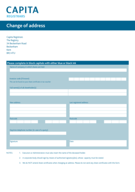 Change of Address Form