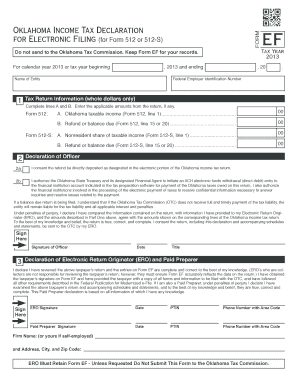 Oklahoma Income Tax Declaration for Electronic Filing