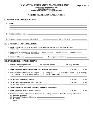 Aviation Liability Application