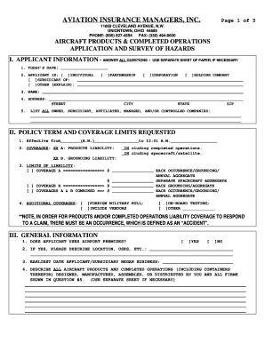 Aircraft Products and Completed Operations Application