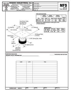 Mason Industries Spring Mount Specification Form