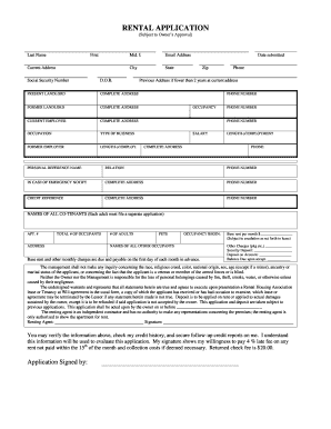 Rental Application Form