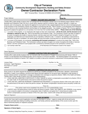 Owner/Contractor Declaration Form