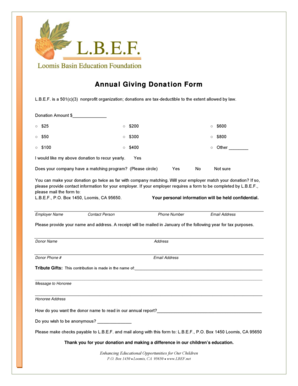 Annual Giving Donation Form