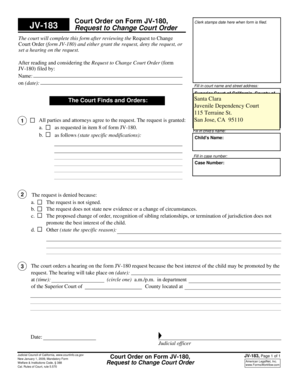 Court Order on Form JV-180