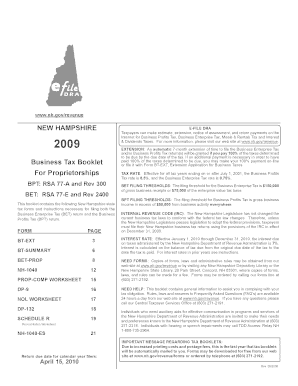 New Hampshire Business Tax Extension Application