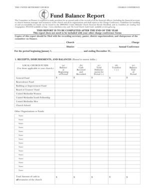 United Methodist Church Fund Balance Report