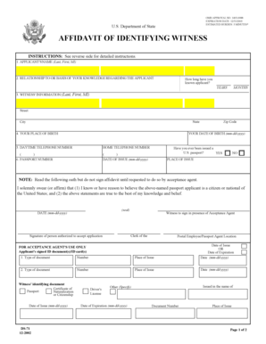 Affidavit of Identifying Witness