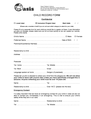 Child Record Form