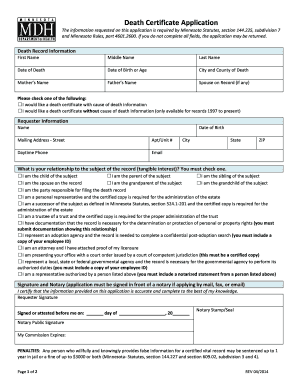 Minnesota Death Certificate Application