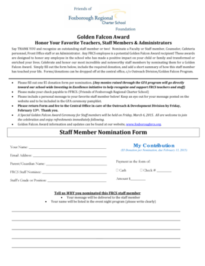 Staff Member Nomination Form - Foxborough Regional Charter School