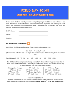 Please return this form even if your child is not participating in Field ...