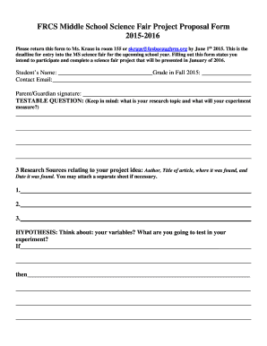 Submit 10 Sample Science Fair Proposal Forms PDF Forms and ...