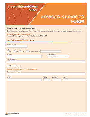 Australian Ethical Super Adviser Services Form
