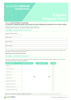 Australian Ethical Managed Funds Transfer Request Form