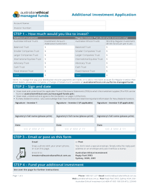 Australian Ethical Trusts Additional Investment Form