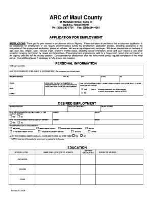 Maui County Employment Application