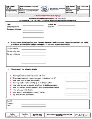 Credit Reference Enquiry Form