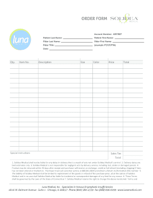 Order Form for Medical Products