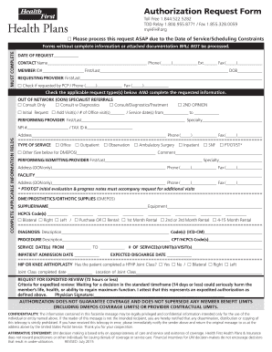Health First Authorization Request Form