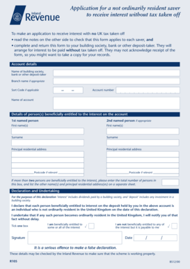 UK Non-Resident Saver Interest Application