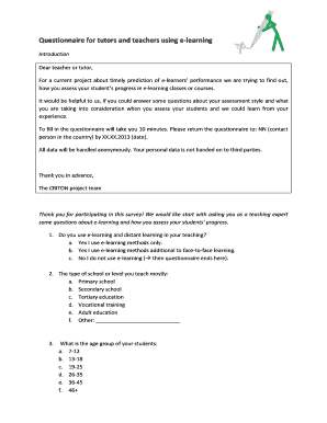 E-Learning Teacher Assessment Questionnaire